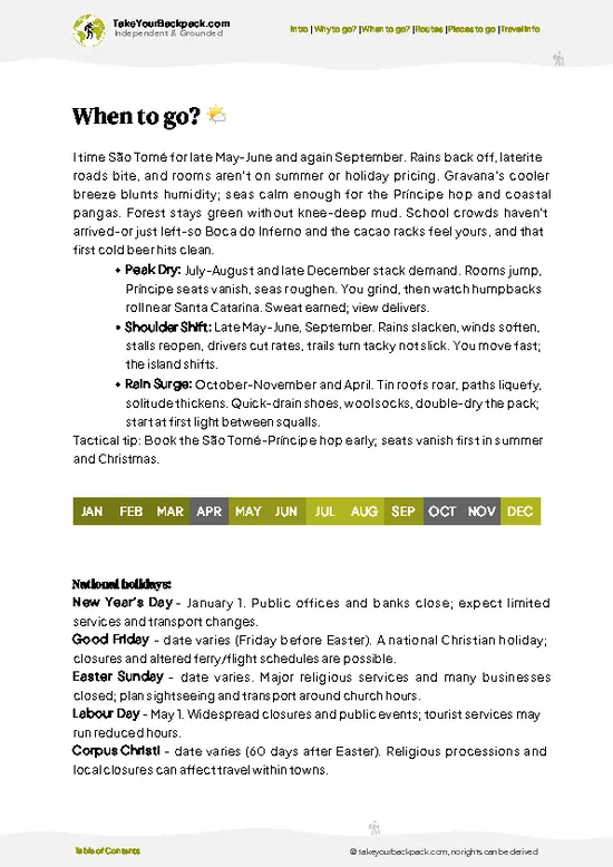 example page 3 from our offline Travel Guide for São Tomé and Príncipe